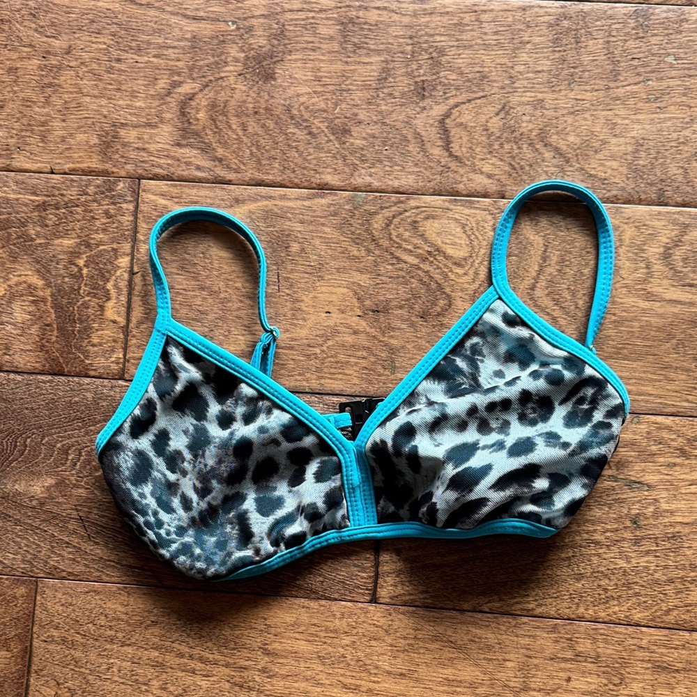 Turquoise Trim Animal Print Bralette
